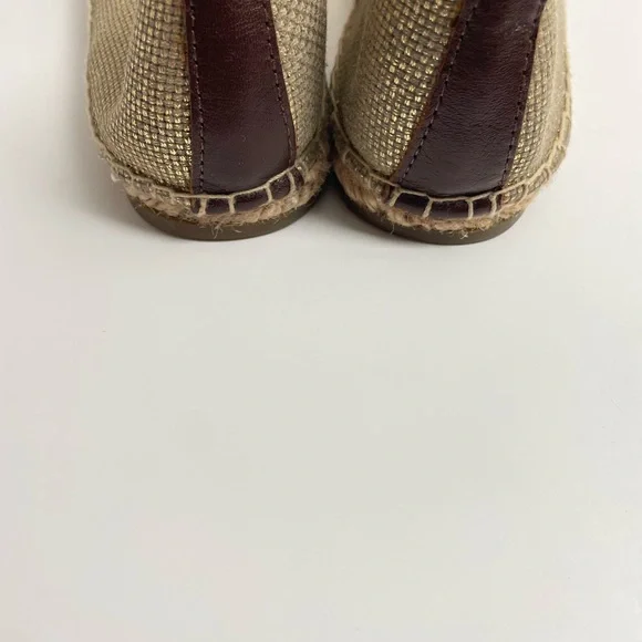 Michael Kors Meg Gold Metallic Logo Espadrille Flats Bow Slip On Jute Ballet Fla - Picture 5 of 5